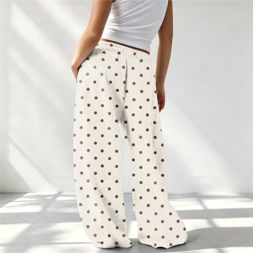 Polka Dot Pants for Women Wide Leg Elastic Waist Plus Size Baggy Sweatpants - image 3