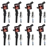 Pindex 8 Pack DG508+SP479 Ignition Coils and Spark Plugs Coil Pack Kits Compatible with Ford 98-03