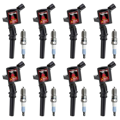 Pindex 8 Pack DG508+SP479 Ignition Coils and Spark Plugs Coil Pack Kits Compatible with Ford 98-03 F150 99-04 F250 F350 03-05 E150 E250 E350 98-99 Lincoln 5.4L V8 FD503 DG508