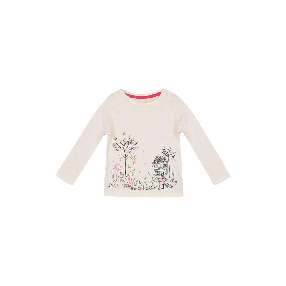 Mothercare Girls Round Neck Solid Tee (Cream_6-9 Months)