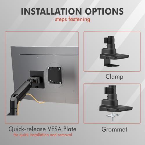 Image of Dual Monitor Arm for 17-49 Inch Ultrawide Screens - Heavy Duty Monitor Arm Desk Mount - VESA Mount with Clamp and Grommet Base - Holds Up to 44 lbs. Each