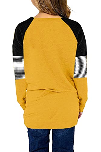 Image of SELINK Girls Big Kids Long Sleeve Striped Color Block Pocket Tees | Casual Loose Fit With Side Pockets,Soft Stretch Polyester Blend For Big Girls Daily&Back To School Wear
