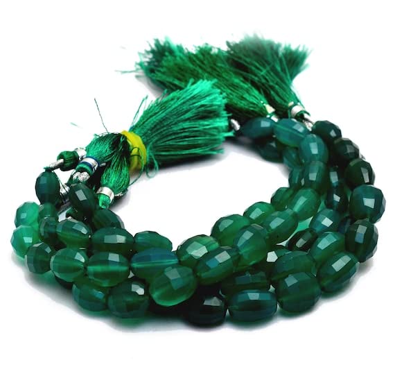 Perles onyx vert ovale LKBEADS 10x12mm pour création de bijoux DIY fil 19cm