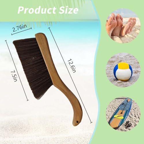 Image of Sand Brush for Beach Feet - Effective Sand Remover with Black Mesh Bag - Essential Beach Accessories Gear for Surfing, Water Sports, Volleyball - Ideal for Ocean and Lakeside Recreation (Khaki)
