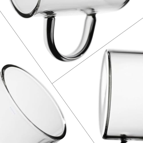 Image of IndusBay Pack of 4, Borosilicate Glass Tea Cups 130 ml Clear Glass Small Tea Coffee Mugs with Handle, Microwave Safe