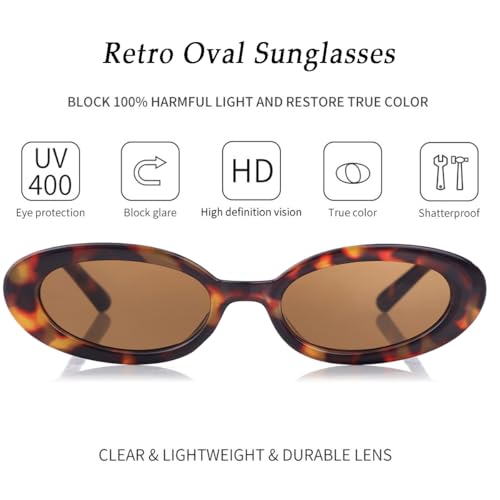 Kursan Retro Small Oval Sunglasses for Women with Thin Face Narrow Style2