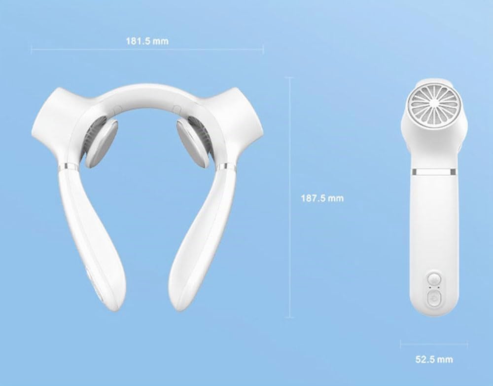 BININBOX Ventilatore portatile da collo USB ricaricabile Raffreddamento silenzioso 4000mAh Flusso d'aria a 360° Leggero (Bianco)