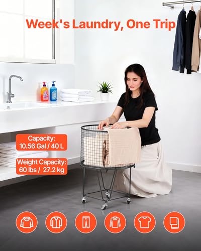 Panier à linge robuste en acier carbone charge 27 kg avec roues - 2