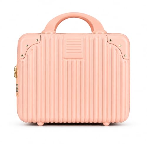 Image of Portable Hard Shell Cosmetic Bag Travel Case, Small Travel Hand Luggage with Elastic Band, Mini Abs Carrying Makeup Case Suitcase (B-Skin)