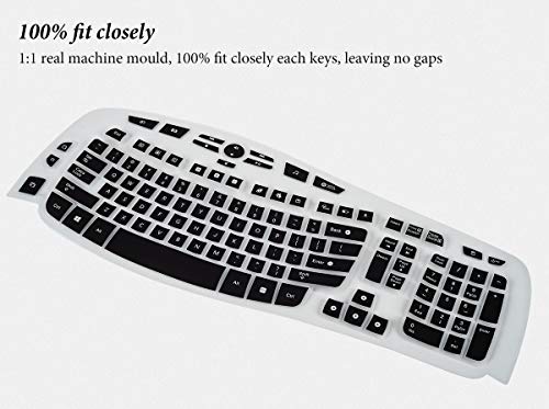 Image of Keyboard Cover Skin for Logitech MK570 K350 MK550 Wireless Wave Keyboard, Ultra Thin Silicone Logitech MK570 Keyboard Protector-Black