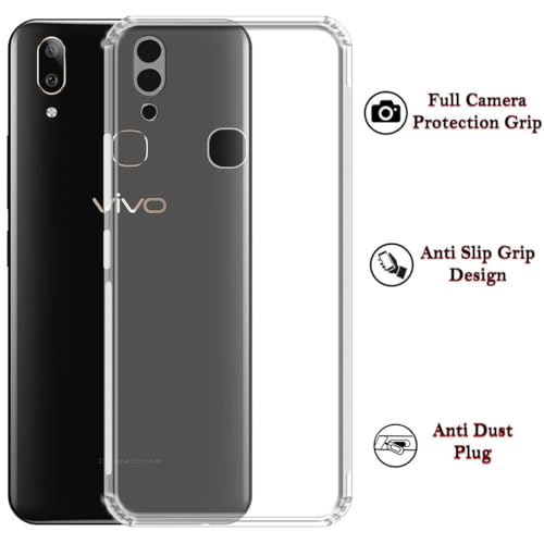 Image of COVERBLACK Soft Rubber Silicon Clear Back Cover Compatible Model for Vivo V9 Pro - Transparent