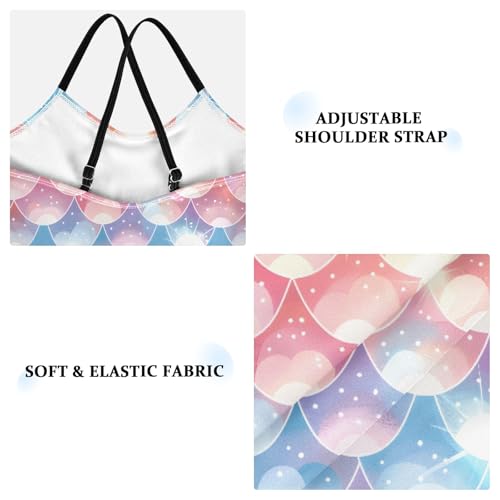 senya Girls Swimsuits One-Piece Swimwear Tie Bathing Suit Beach Summer Round Neck 9-10T Pastel Mermaid Scale Rainbow3