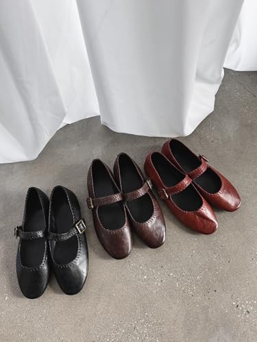 Women's Mary Jane Shoes Round Closed Toe Comfortable Flat Shoes Slip On Adjustable Strap Low Heel Walking Shoes4