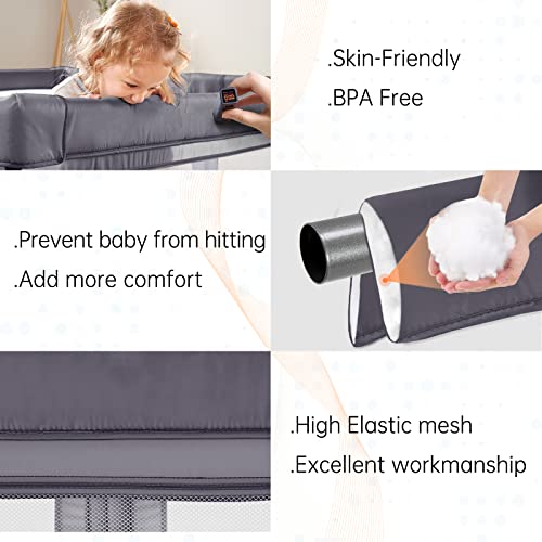 Image of Cholena PlayPen 79 inchx59 inch Foldable Baby Playpen for Babies and Toddlers, Indoor & Outdoor Baby Fence Play Area, Collapsible Play Yard with Zipper Door(Deep Grey)