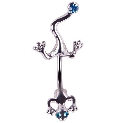 New Gecko Lizard Rhinestone Navel Belly Button Barbell Ring Body Piercing