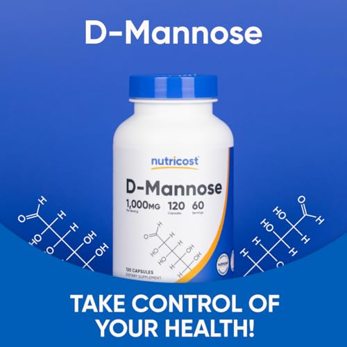 Image of Nutricost D-Mannose 1000mg Per Serving, 120 Capsules - 500mg Per Capsule, Urinary Tract Health, Non-GMO and Gluten Free (Pack of 2)
