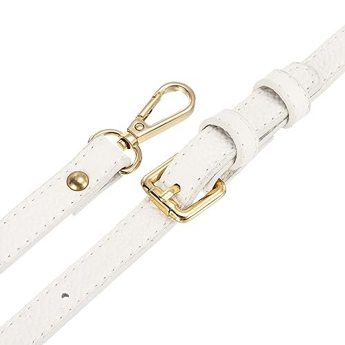 Image of uxcell Purse Strap, Leather Adjustable Replacement Strap for Women's Crossbody Handbags Bag, 0.6 inch Wide, 41-51 inch Long (White)