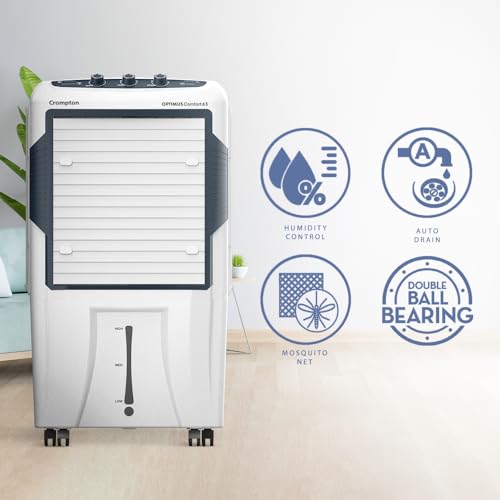 Image of Crompton Optimus Comfort 65 Litres Desert Air Cooler for home | Low Noise Operation | Large & Easy Clean Ice Chamber | High Density Honeycomb Pads | Everlast Pump | Humidity Control