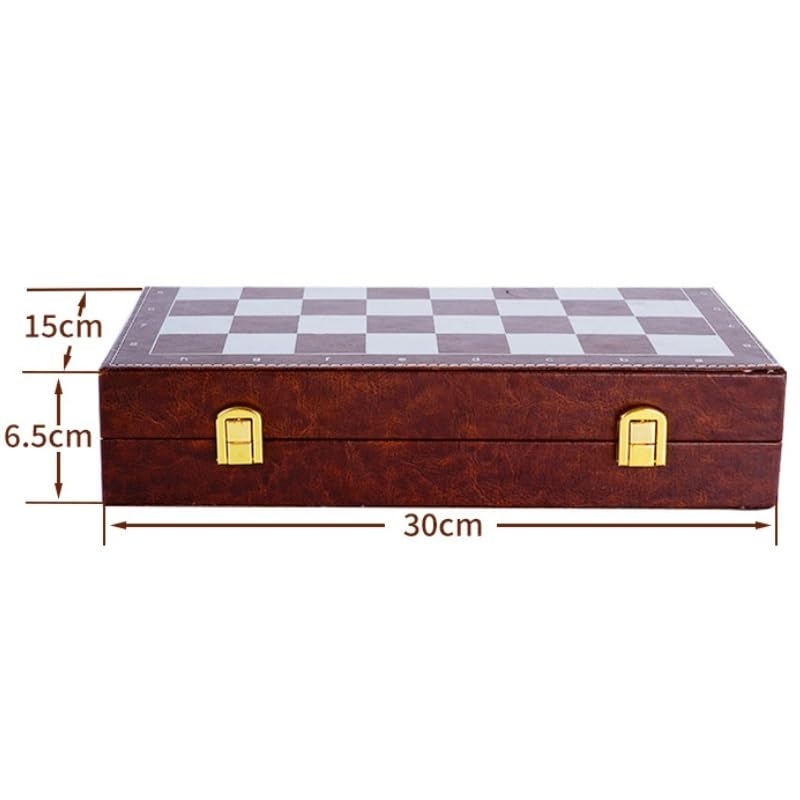 Set di scacchi retrò in metallo con scacchiera pieghevole in legno e pezzi standard classici fatti a mano. Set di scacchi in metallo for bambini e adulti. scacchiera portatile