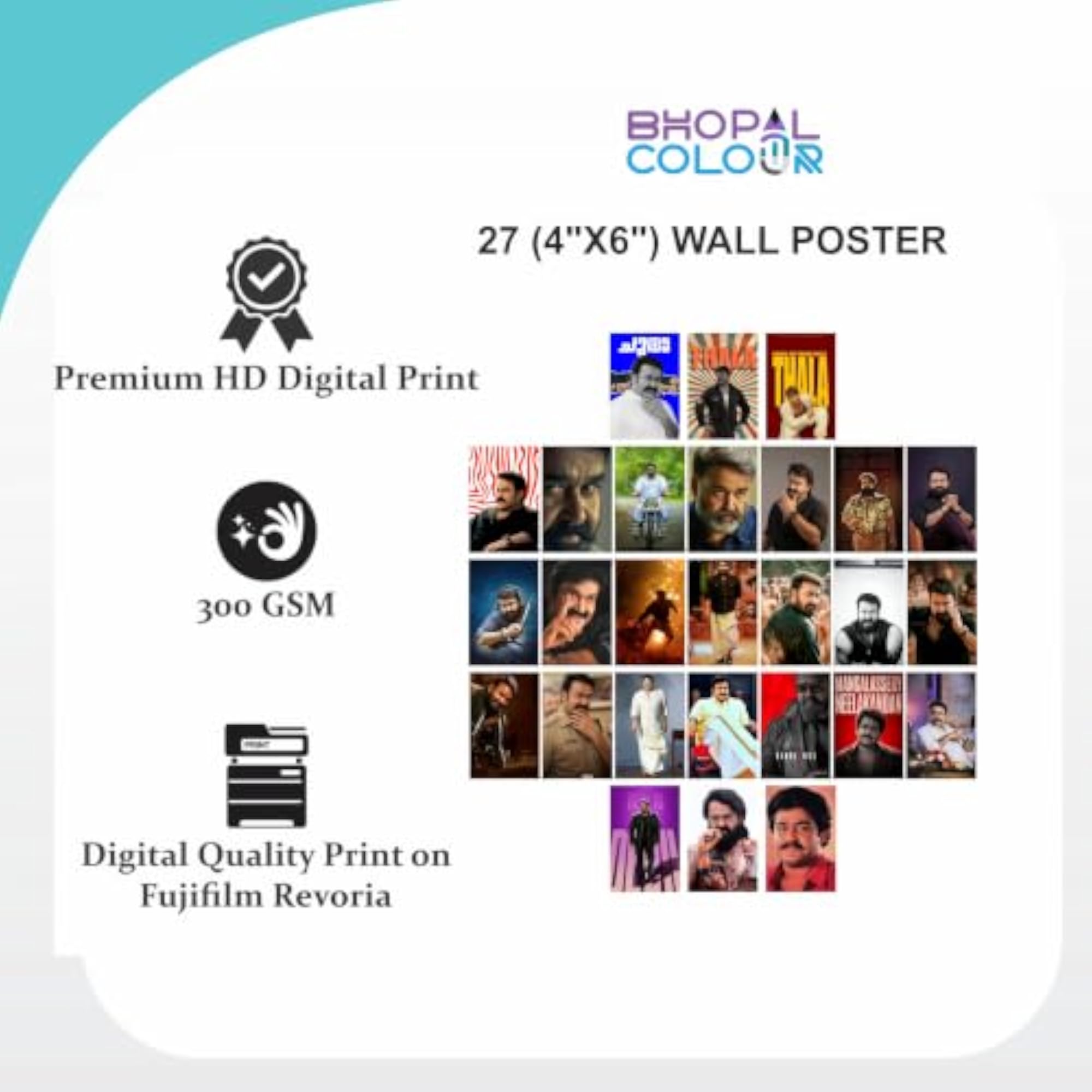 Mohanlal Poster Set of 27, Tamil Actor Superstar Prints