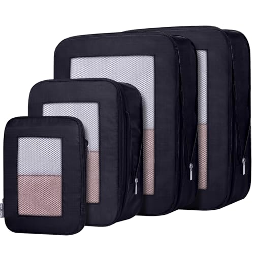 Ultralight Compression Packing Cubes Travel for Suitcases ，Compressible Mesh Packing Cubes for Travel Women Packing Organizers 4 Set