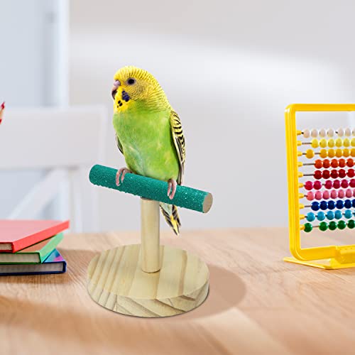 Image of Litewoo Parrot Perch Bird Stand Natural Wood Quartz Sand Birdcage Play Gym T Perch Fits for Budgies Parakeet Cockatiel Conure Lovebirds（A）