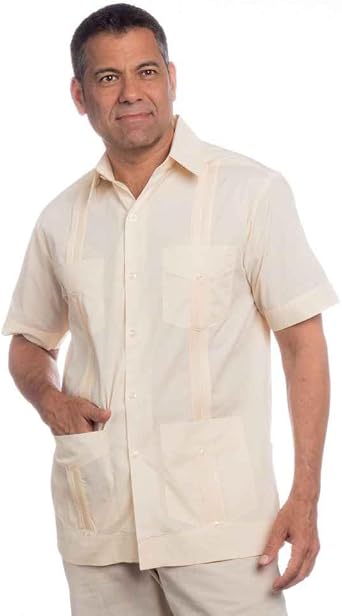 Traditional Cotton Blend Guayabera Mens Short Sleeve Shirt