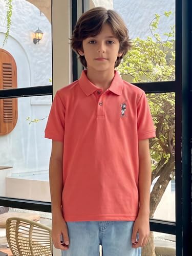 Image of Li'l Tomatoes Boys Sports Polo T-Shirt Polyester Casual Summer Tee | inchGolf Player inch Printed Collar Neck T-Shirt | Lightweight & Breathable Half Sleeve Sports Wear | Stylish Polo Tee | 9-16 Years