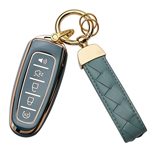 Bqepe for Ford Key Fob Cover Keychain Fit for CMAX Escape Focus Edge Expedition Explorer Flex Taurus Smart Key Shell Case (Blue)