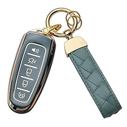Bqepe for Ford Key Fob Cover Keychain Fit for CMAX Escape Focus Edge Expedition Explorer Flex Taurus Smart Key Shell Case (Blue)