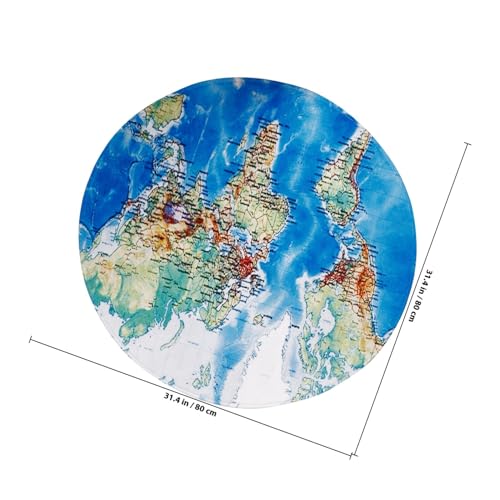 Tapis de sol rond antidérapant bleu lavable résistant pour salon