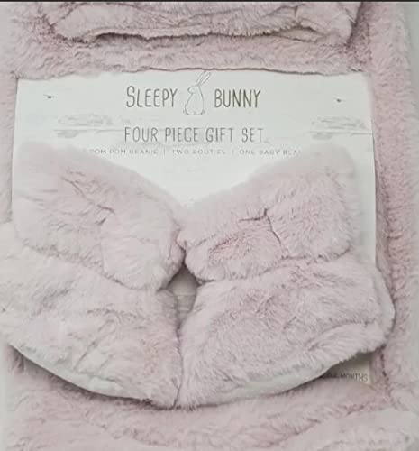 Sleepy Bunny Gift Set - Blanket, Booties and Pom Pom Beanie, Size: 0-6 Months2