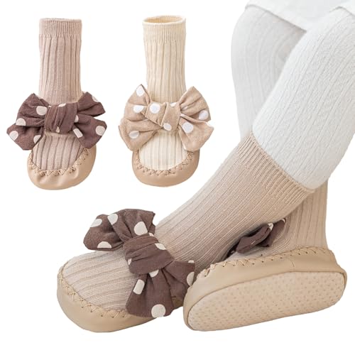 Baby Toddler Non Slip Sock Shoes Non-skid Floor Slipper for Girls First Walking Shoes 2 Pairs