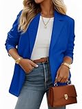 Cicy Bell Womens Casual Knit Blazer Long Sleeve Open Front Blazers Stretchy Work Office Suit Jackets with Pockets Navy Blue