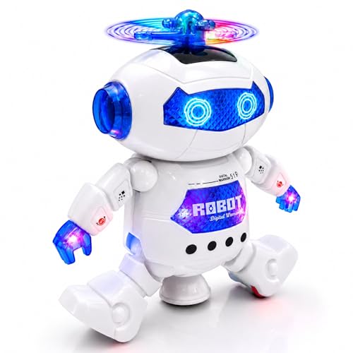 Image of Dancing Robot Toy for Kids with 3D Lights and Music Robot with Moving Hands Legs Head Spinning Action Battery Operated Fun Dance Toy for Boys Girls Indoor Play [White 99444-2]