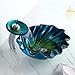 KunMai Blue&Green Seashell Wave Tempered Glass Bathroom Vessel Sink & Waterfall Faucet Set Chrome