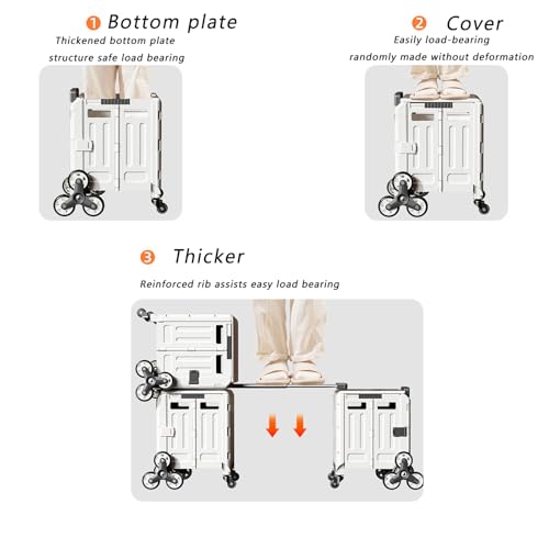 Faltbarer Einkaufstrolley mit Rädern - Treppensteigwagen Verstellbarer Teleskop-Aluminiumgriff Ideal für Garten & Camping Leicht und Tragbar Einkaufshelfer – Bild 5
