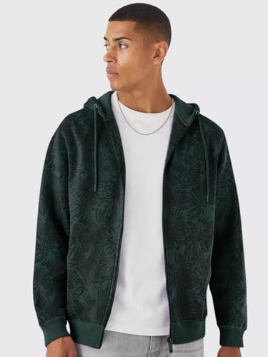 Image of Urbano Fashion Men's Cotton Regular Fit Printed Full Sleeve Casual Hooded Winterwear Sweatshirt