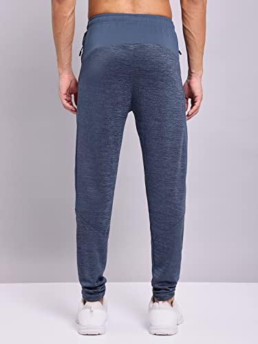 Image of TECHNOSPORT Men's Melange Slim Fit Techno Dry Trackpants Drawstring 2-Pocket Polyester Joggers for Gym Running Workout UPF50+ Anti Odour