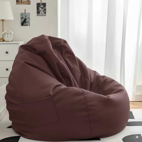 Image of 4XL Leatherette Bean Bag Chair with Footrest & Cushion with Beans Filled (Ready to Use) Color- (Maroon, Bean Bag Only)