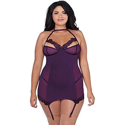 DreamGirl Microfiber & Mesh Slip de Liga - Plum 508 ml Cover