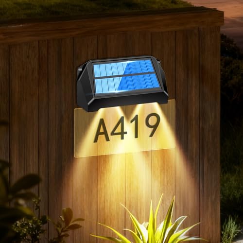 MEDOYOH Solar DIY House Numbers Plaques, DIY House Signs Plaques Street Name Acrylic Board Painting IP65 Waterproof for Outdoor Address Signs, 3 Colors