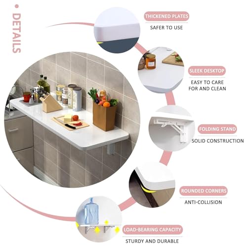 Établi pliable à fixation murale pour optimiser les petits espaces 80x50 cm - 5