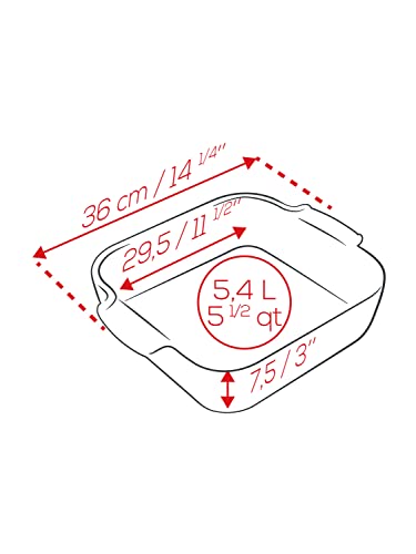 PEUGEOT, Square ceramic casserole dish, 36 cm (including handles) x 31 cm x 8.2 cm, capacity: 5.4 L, 10 year guarantee - Image 3