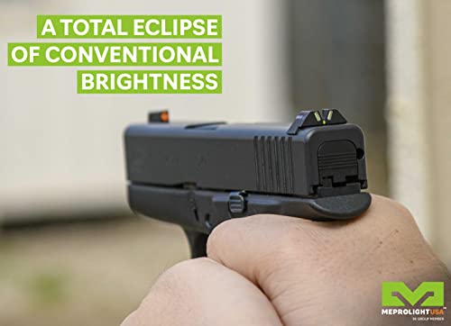 Mepro Hyper-Bright Fixed V-Shaped Rear Tritium Tritium Night Sights Compatible With S&W M&P Full Size,Compact,Sub-Compact, With Extra Bright Orange Colored Ring And Green Tritium #TOP3