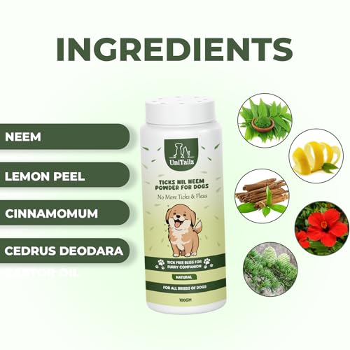 Flea & Ticks Neem Dog Powder for German Shepherd_Dog & Puppy | Help in Anti-Itching, Lice, Tick & Flea Control Dogs Powder for All Puppy Breed -100gm