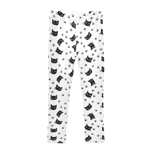Girls' Leggings Cute Cat Black and White Kids Yoga Tights Pants 1 Pack 23023222