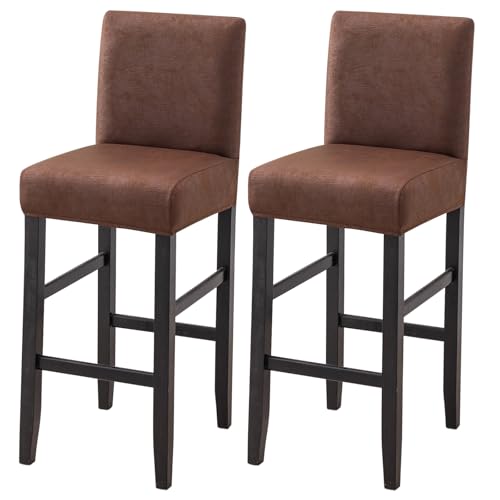 Image of FUANGUI Bar Stool Covers Set of 2, Stretch Bar Stool Seat Covers | Washable Removable Bar Chair Covers with Backs Slipcovers, Bar Chair Covers Square for Kitchen Dining Room Cafe
