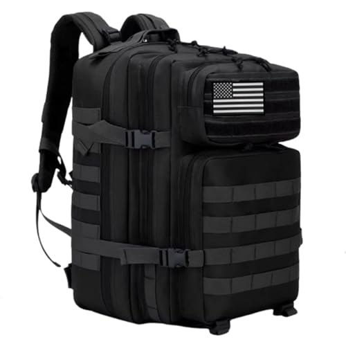 Mochila Tática 50 Litros Brasil Premium Militar Opereacional Esporte Trilha Trakking Camping Atividades Mala de Bordo Dia a Dia Bolsa Casual (Preto)