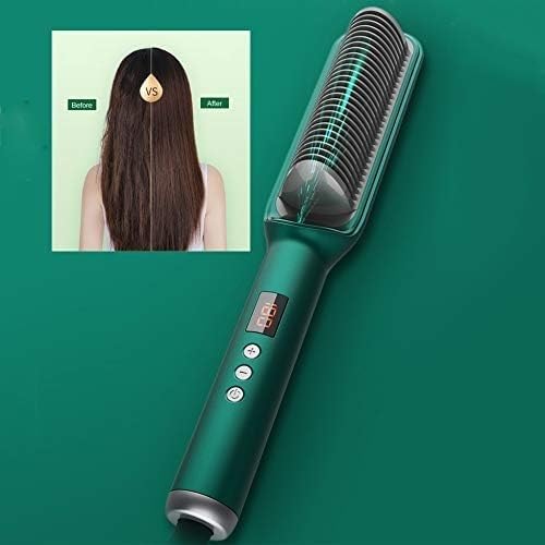 Peine alisador y rizador de cabello con tecnología iónica y cerámica, 3 en 1, para alisar, rizar y cepillar, con pantalla LED y control de temperatura miniatura 4